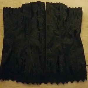 Black floral printed corset